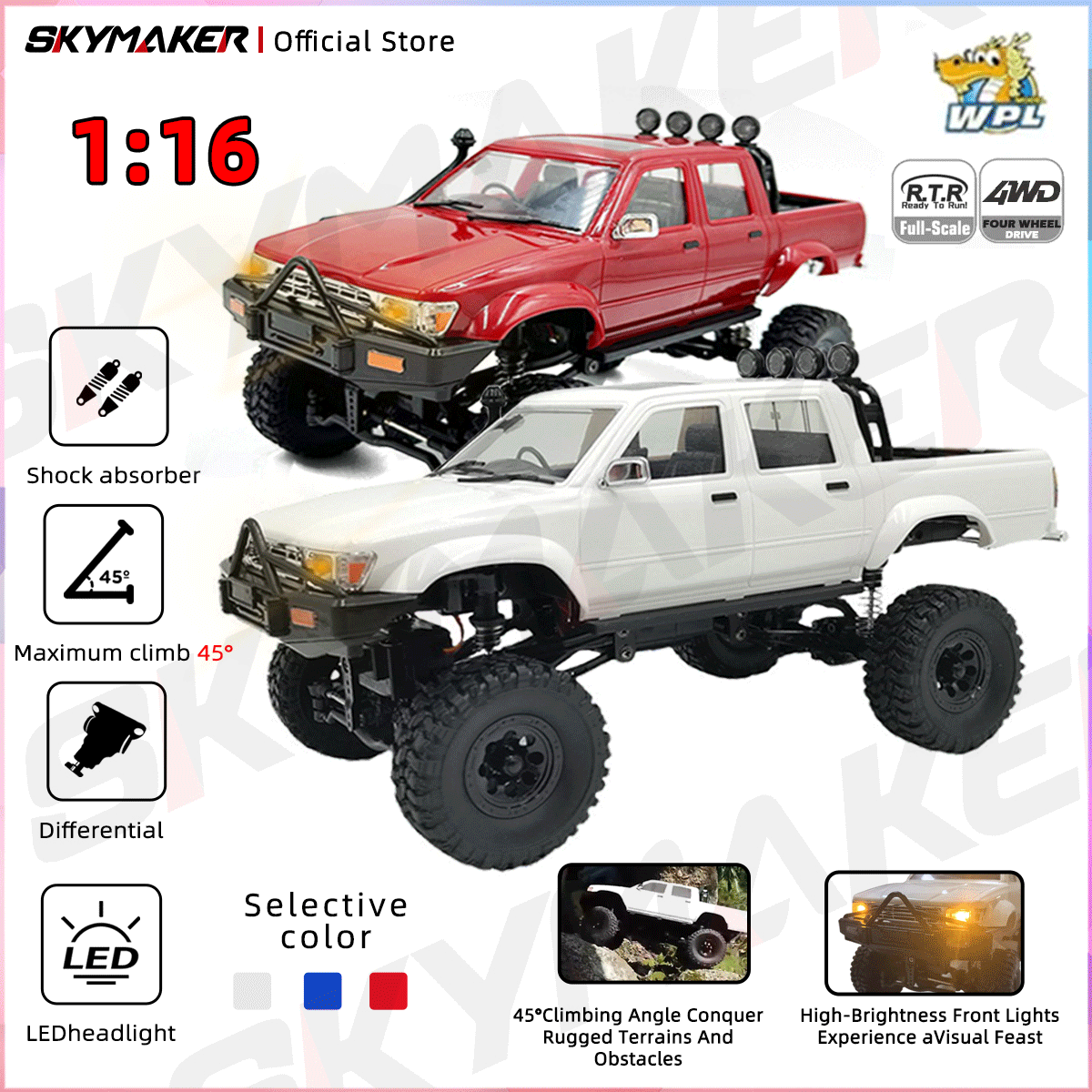 Diy Rc Electronics - WPL C64-1 RC Car 1:16 Hailax