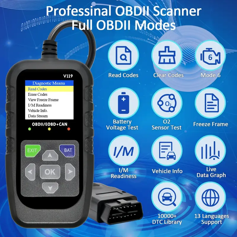 Leitor de Códigos OBD2 V119, F - Logic Analyzer Usb avaliação e preço