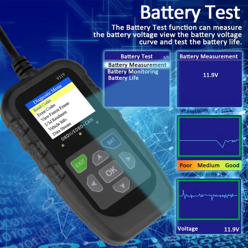 Leitor de Códigos OBD2 V119, F - Logic Analyzer Usb avaliação e preço